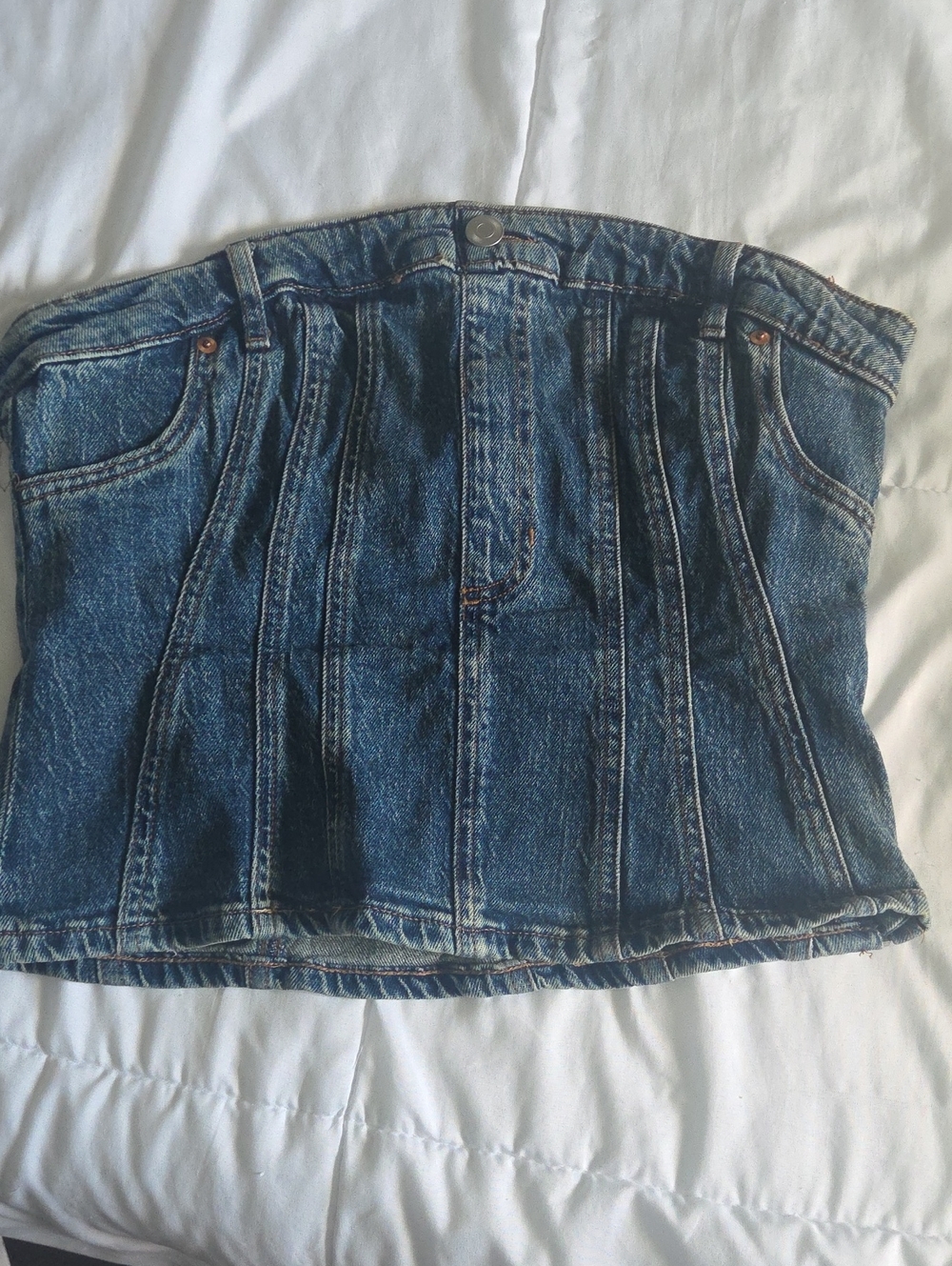 Blue Denim Women’s Jeans Halter - Classic Panel Design